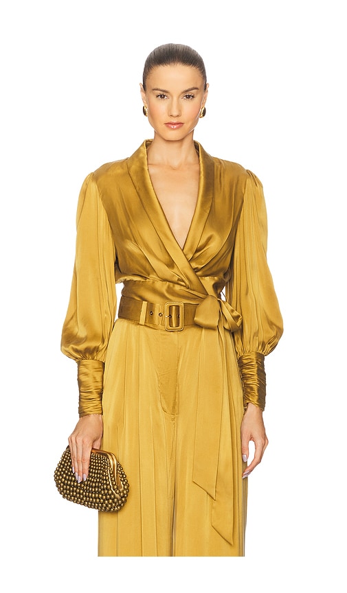 Silk Wrap Top in ,Mustard. - size 0/XS (also in 1/S, 2/M, 3/L) - Zimmermann - Modalova
