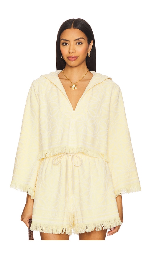 Zimmermann Coco Towelling Hooded Top in Yellow & Cream
