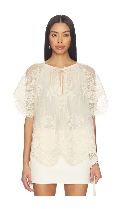 Zimmermann Luna Lace Flutter Blouse in Cream | REVOLVE