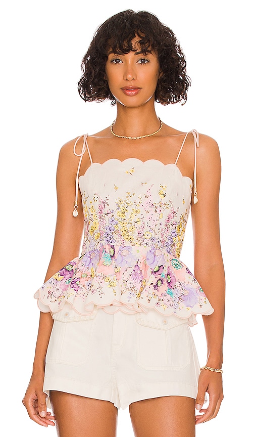 Zimmermann Scallop Top in Peach Gradient Floral | REVOLVE
