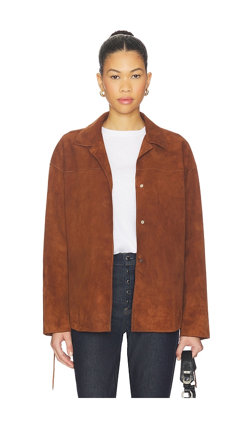 Zut Darby Studded Suede Jacket In Brown