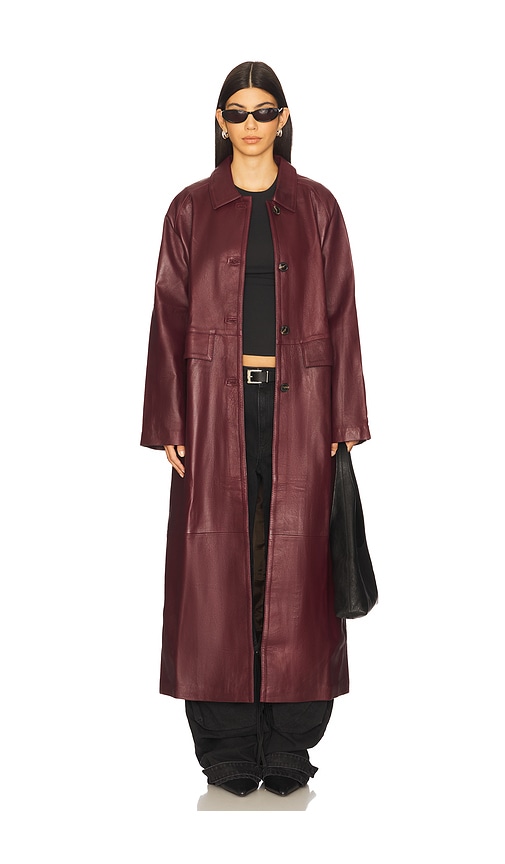 Zut Palermo Leather Coat In Burgundy