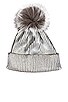 view 3 of 3 Metallic Pom Hat in Silver