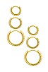 view 3 of 3 Triple Pave Huggie Earrings Combo Set in Gold