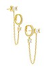 view 2 of 3 Pave Huggie Chain & Stud Earring in Gold