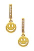 view 2 of 3 Smiley Crystal Huggies in Gold