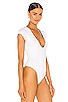 Pima Cotton Deep V Neck Bodysuit, view 3, click to view large image.