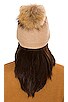 Honeycomb Beanie with Fur Pom Pom, view 2, click to view large image.