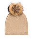 Honeycomb Beanie with Fur Pom Pom, view 3, click to view large image.