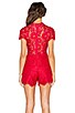 view 3 of 5 Lindsey Romper in Red Lace
