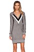 view 1 of 4 V Neck Sweater Dress in Black & White Combo