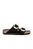view 1 of 5 Arizona Big Buckle Gold Sandal in Black
