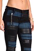 Black Denim Pant with Leather and Blue Panels, view 5 of 7, click to view large image.