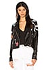 Embroidered Faux Leather Jacket, view 1 of 6, click to view large image.