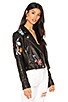 Embroidered Faux Leather Jacket, view 2 of 6, click to view large image.