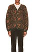 view 3 of 3 Cardigan Botanical Pattern Jacquard in Olive