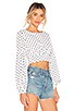 view 3 of 5 Yasmin Tie Back Crop Top in White & Black
