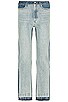 view 2 of 5 Panelled Cropped Straight Jean in Faded Blue