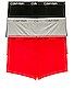 view 2 of 2 Calvin Klein Low Rise Trunk 3 Piece Set in Black, Convoy, & Red Gala