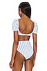 view 3 of 4 Zoe Bikini Top in White & Blue Toile Stripe