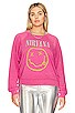 view 2 of 8 Nirvana Smiley Raglan Crew in Pink Cosmo