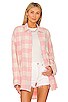view 1 of 4 Button Front Shirt in Light Pink & Ecru Plaid