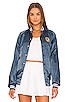 view 2 of 6 Vintage Satin Letterman Jacket in Navy