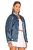 view 3 of 6 Vintage Satin Letterman Jacket in Navy