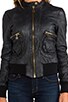 view 5 of 5 Leather Bomber Jacket in Black