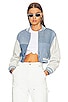 view 1 of 4 Cropped Varsity Jacket in Light Wash & White