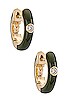 view 1 of 3 Single Diamond Enamel Huggie Earring in Olive