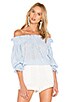 view 1 of 5 Off The Shoulder Top in Pale Blue