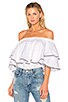 Ruffle Trim Off Shoulder Top, view 1 of 4, click to view large image.