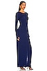 Slit Long Sleeve Crew Maxi Dress, view 2, click to view large image.