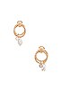 Golden Ball, Crystal & Pearl Hoop Earring, view 1 of 2, click to view large image.