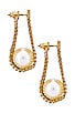 view 2 of 3 Crystal & Pearl Hoop Earring in Gold
