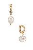 view 1 of 3 Pearl Drop Earrings Set in Gold