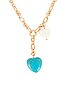 Turquoise Heart Lariat Necklace, view 2 of 3, click to view large image.