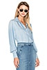 Denim Feminine Button Up, view 1, click to view large image.