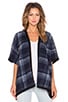 view 1 of 3 Reversible Plaid Poncho in Navy