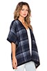 view 2 of 3 Reversible Plaid Poncho in Navy
