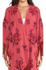 view 4 of 4 Floral Embroidered Kimono in Red