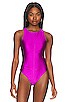 view 3 of 10 Compression Shine High Neck Bodysuit in Pop Thistle