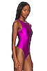 view 5 of 10 Compression Shine High Neck Bodysuit in Pop Thistle