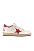 view 1 of 7 Ballstar Sneaker in White & Strawberry Red
