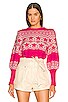 view 1 of 4 Marcelle Fairisle Sweater in Brilliant Pink & Cream