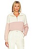view 1 of 4 Fleece Color Block Half Zip Pullover in Pale Blush With Washed White