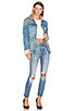 Daria Oversized Denim Trucker Jacket with Sheep Fur Trim, view 4 of 5, click to view large image.