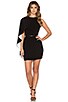 Asymmetrical Sleeve Mini Dress, view 4 of 4, click to view large image.