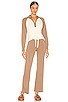 view 4 of 4 Color Block Raglan Half Zip Sweater in Light Khaki & Ivory